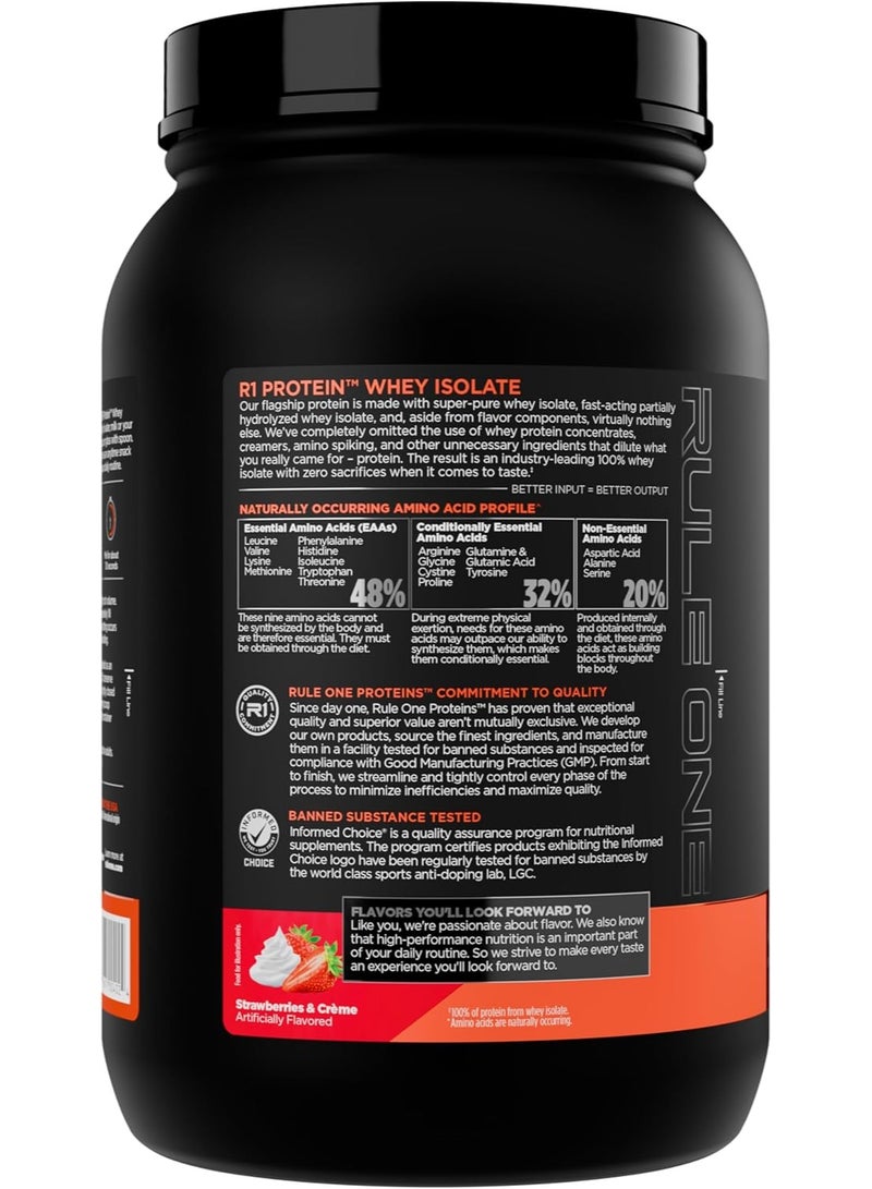 Rule1 Whey Protein Isolate Powder, Strawberries & Cream, 1.9 lb, 25g Protein per Serving, Low Carb & Low Fat, Fast-Digesting Protein - Image 3